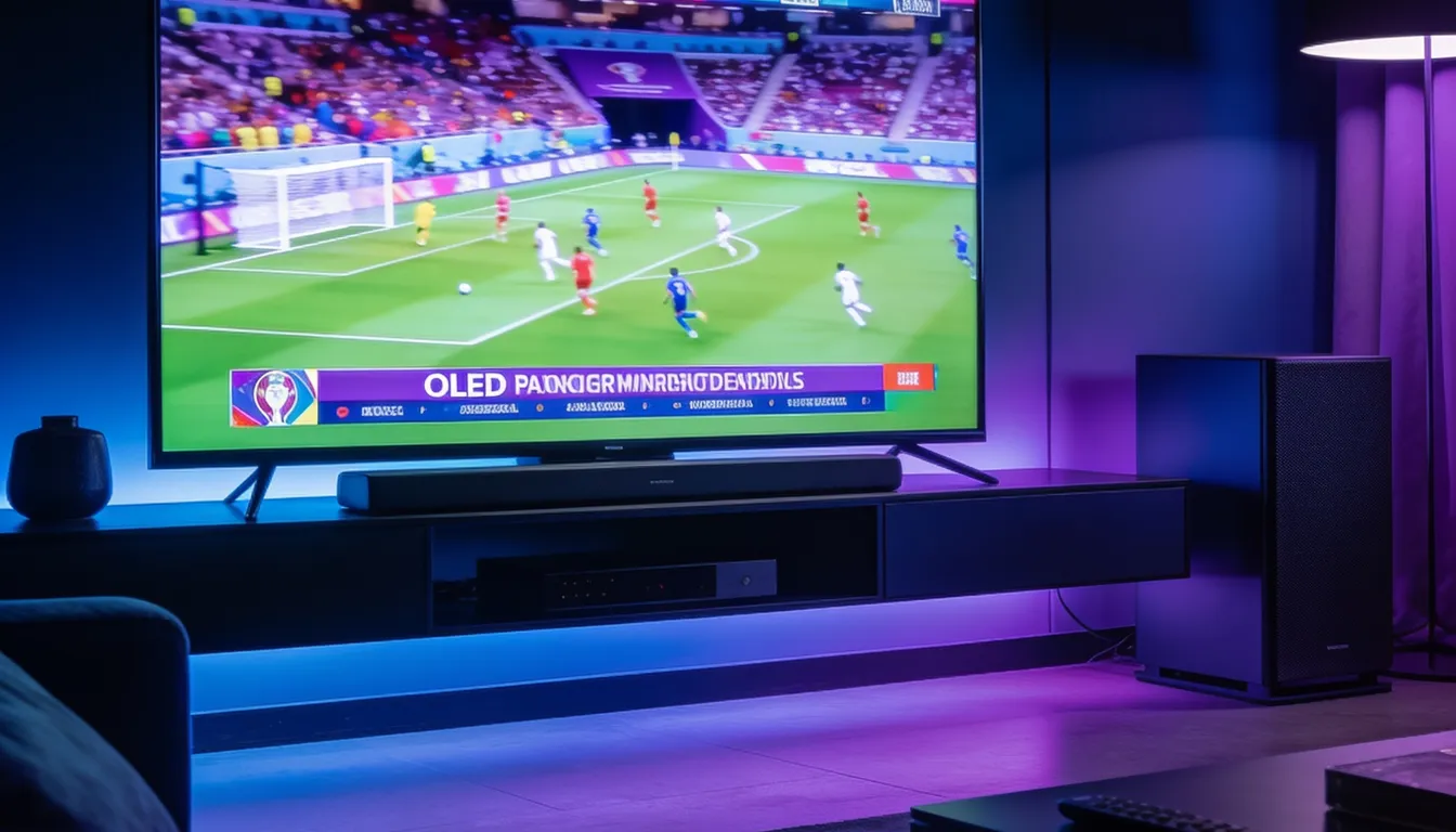 Premium living room with IPTV streaming on large TV